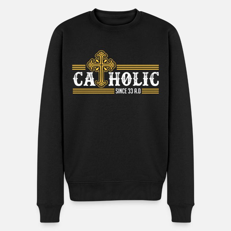 Catholic since 33 AD. Crucifix Jesus Eucharis - Men's Premium Organic Jumper - black