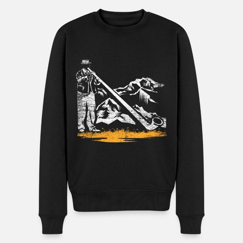 Alphorn Alpen - Männer Premium Bio Pullover - Schwarz