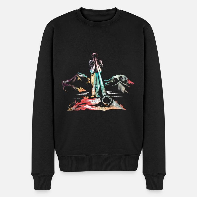 Alphorn Alpen - Männer Premium Bio Pullover - Schwarz