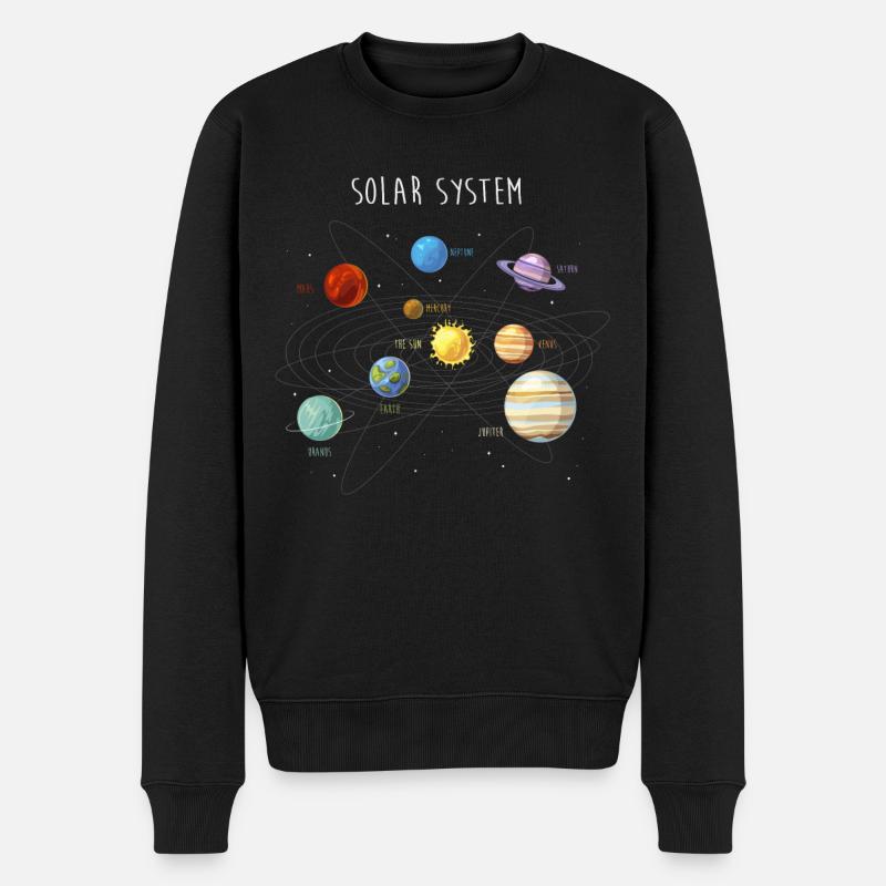 Sonnensystem mit allen Planeten, Umlaufbahnen - Männer Premium Bio Pullover - Schwarz
