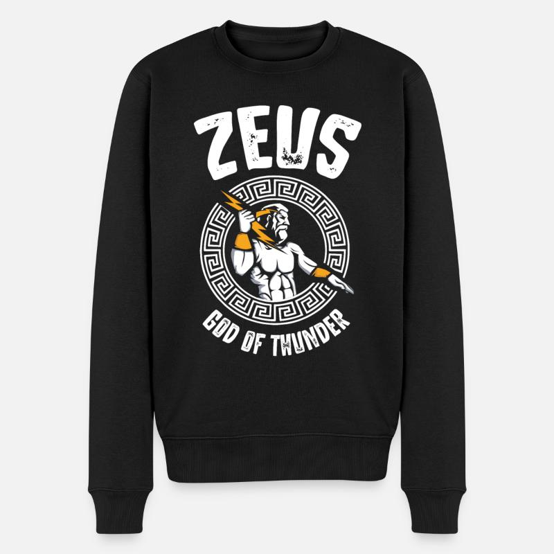Zeus Gott of Thunder, Griechische Mythologie - Männer Premium Bio Pullover - Schwarz