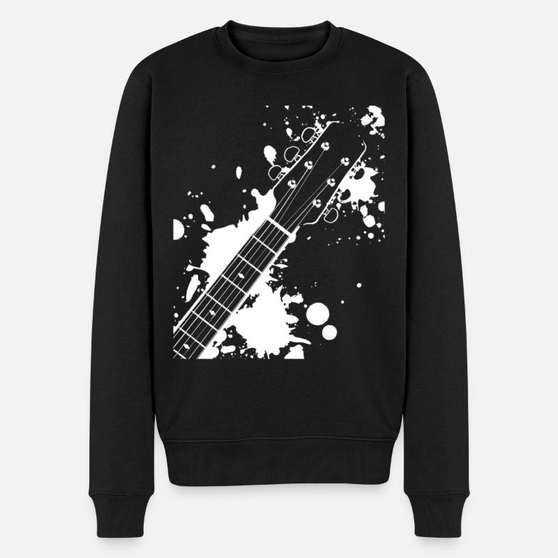 Splash Gitarre - Männer Premium Bio Pullover - Schwarz