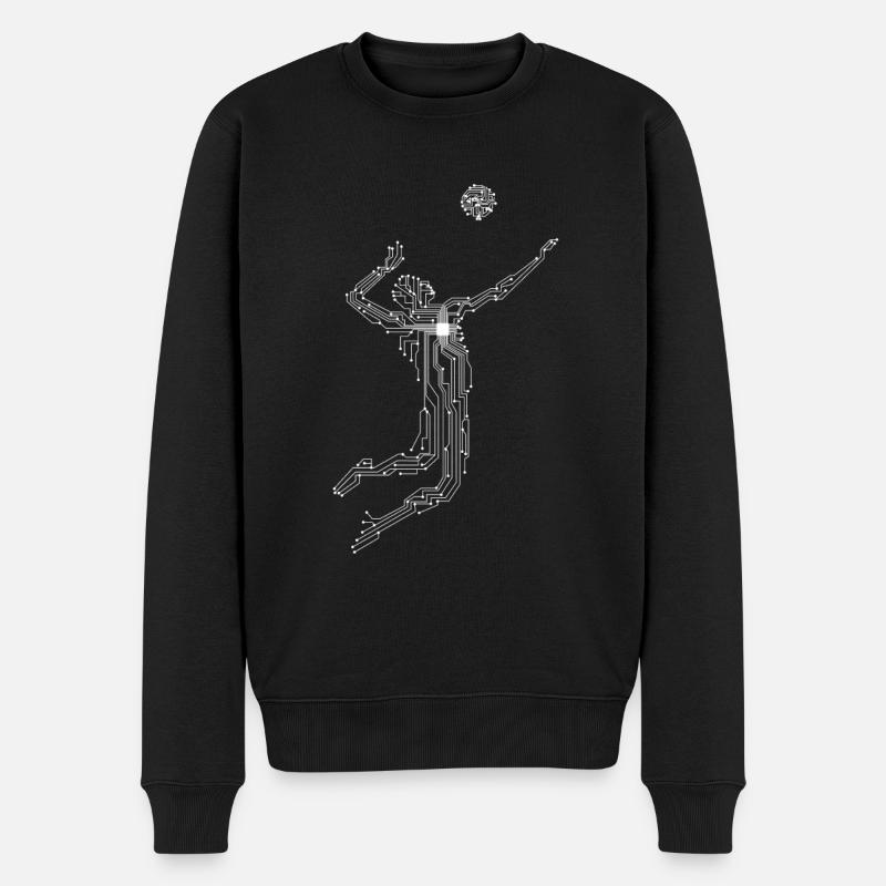 Mainboard CPU Chip Volleyballspieler - Männer Premium Bio Pullover - Schwarz