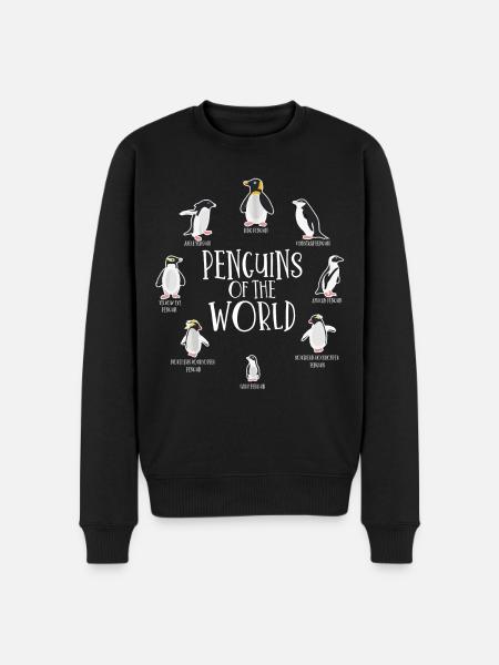 Verdens pingviner, kongepingvin, fugle Antarktis - Økologisk premium-sweatshirt til mænd - sort