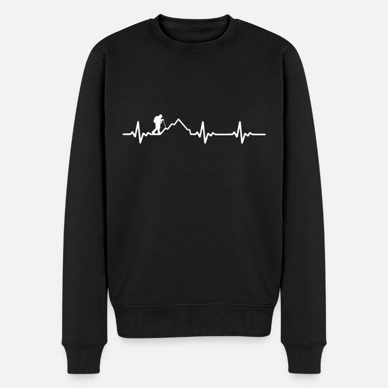 Wandern Wanderer Geschenk Frauen Berge Herzschlag - Männer Premium Bio Pullover - Schwarz