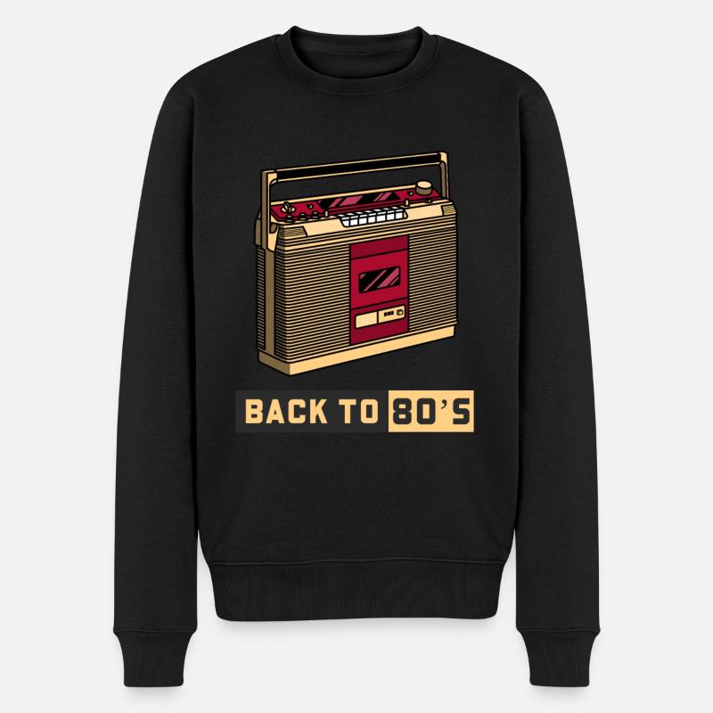 Zurück in die 80er 80er Musik - Männer Premium Bio Pullover - Schwarz