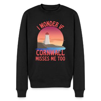 I Wonder If Cornwall Misses Me Too Pasty - Men's Premium Organic Jumper - black - Front - Nico (187cm)