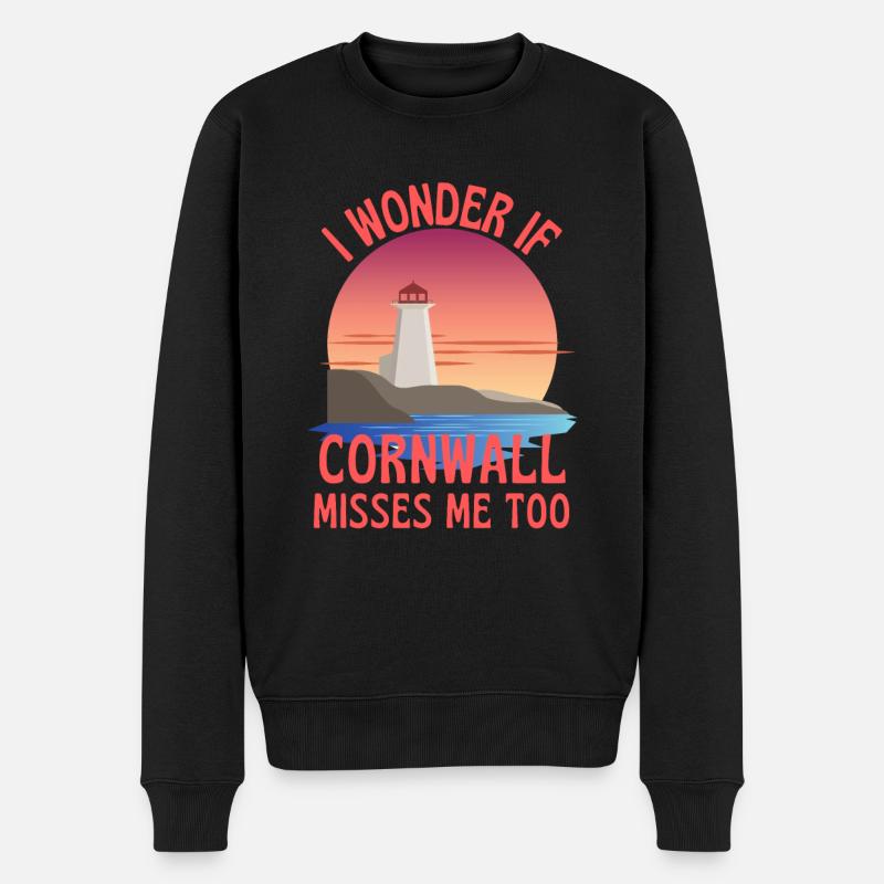 Ich frage mich, ob Cornwall mich zu pastös vermisst - Männer Premium Bio Pullover - Schwarz