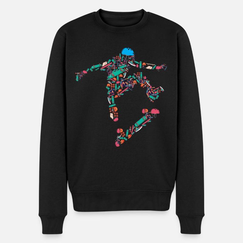 Skateboard, Skateboards, Halfpipe Hawk - Männer Premium Bio Pullover - Schwarz