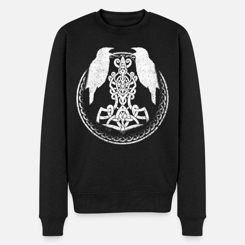 Viking Celtic Huginn - Männer Premium Bio Pullover - Schwarz