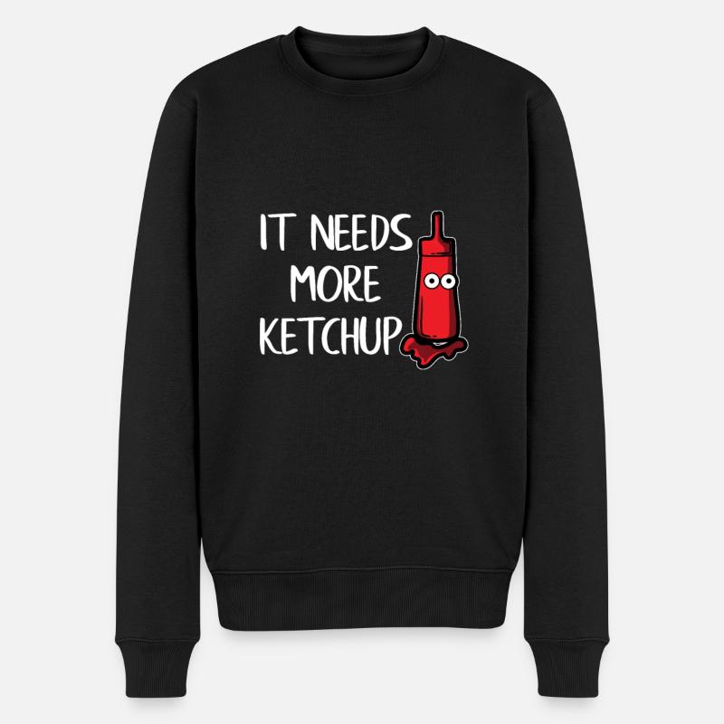 Ketchup Tomaten Soße Pommes - Männer Premium Bio Pullover - Schwarz