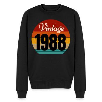 Jahrgang 1988 - Männer Premium Bio Pullover - Schwarz - Vorne - Nico (187cm)