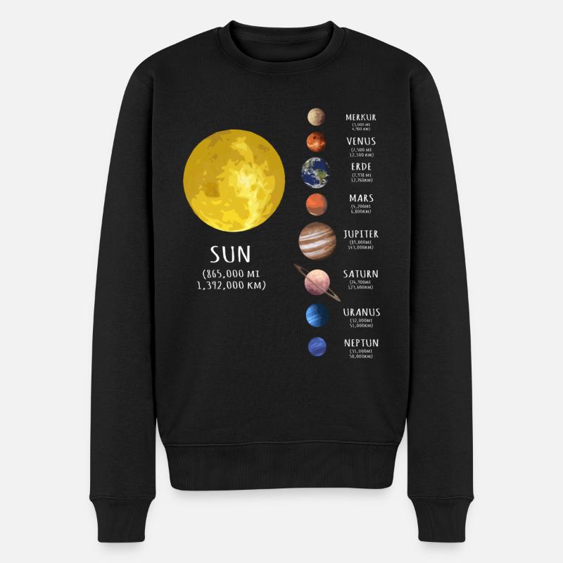 Système solaire, planète, planète, soleil, terre - Pull Premium bio Homme - noir