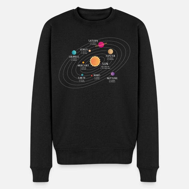 Système solaire, planète, planète, soleil, terre - Pull Premium bio Homme - noir