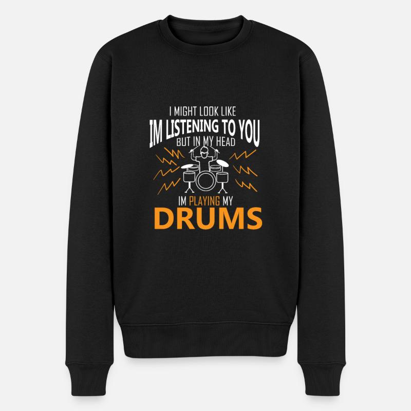 Schlagzeug Schlagzeuger Drums Instument - Männer Premium Bio Pullover - Schwarz