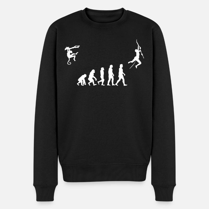 Evolution des Kletterns, Bouldern, Bergsteigen - Männer Premium Bio Pullover - Schwarz