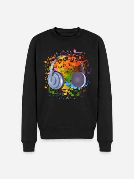Hovedtelefoner Music Lover Gift Music Music - Økologisk premium-sweatshirt til mænd - sort