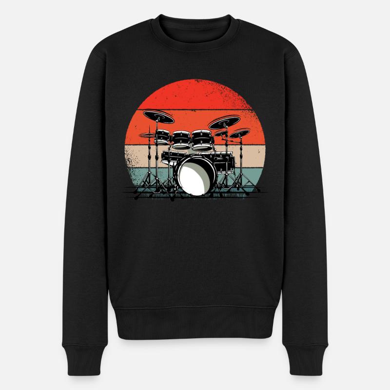 Schlagzeug, Schlagzeuger, Schlagzeug-Set Geschenk - Männer Premium Bio Pullover - Schwarz