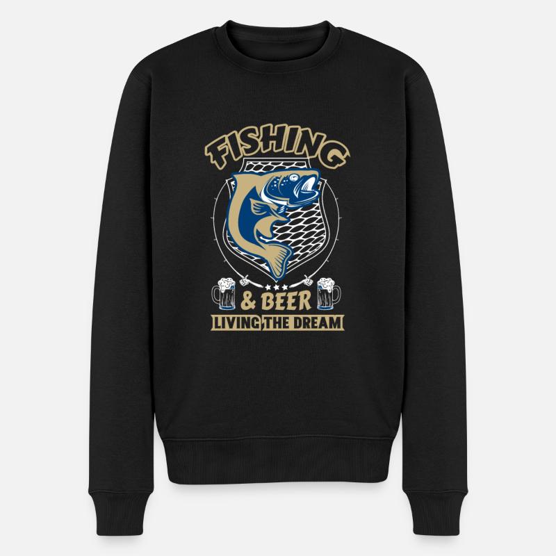 Lustiger Humor Angeln Slogan Spaß - Männer Premium Bio Pullover - Schwarz