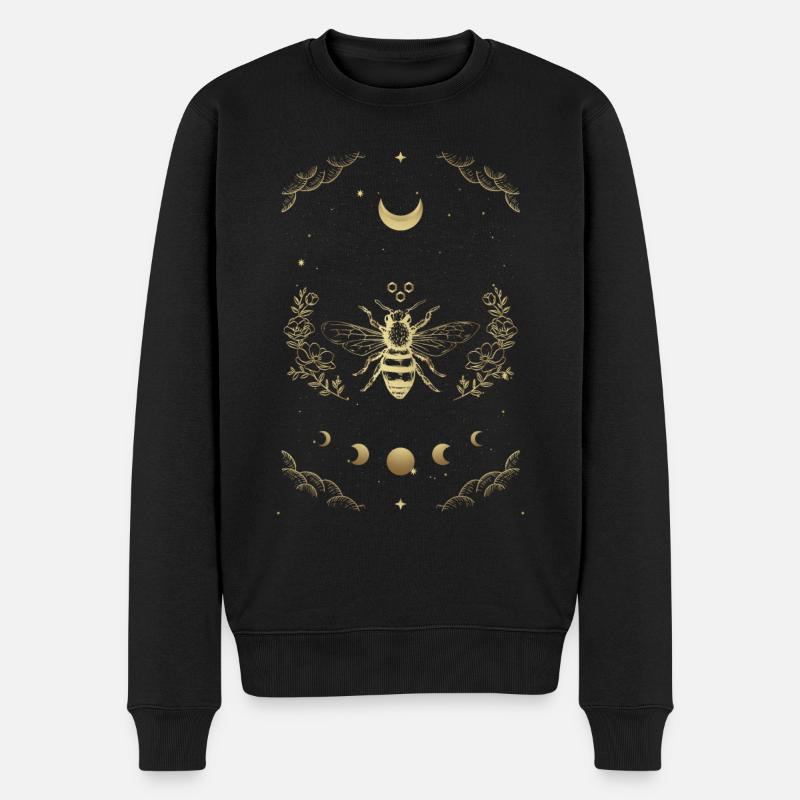 Biene, Bienen Mondphasen, Mond, Bienenzucht - Männer Premium Bio Pullover - Schwarz