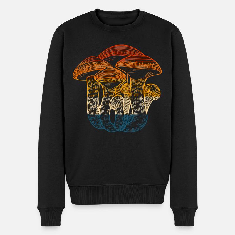 Rétro champignon Mycologie Champignons sauvages - Pull Premium bio Homme - noir