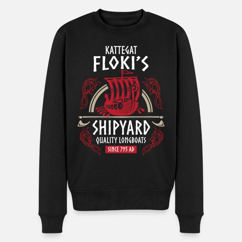 Viking, Kattegat Flokis Werft - Männer Premium Bio Pullover - Schwarz