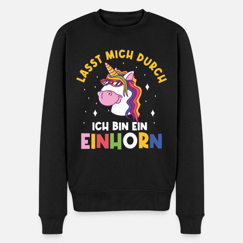 Einhorn, Lasst mich durch ich bin ein Einhorn - Männer Premium Bio Pullover - Schwarz