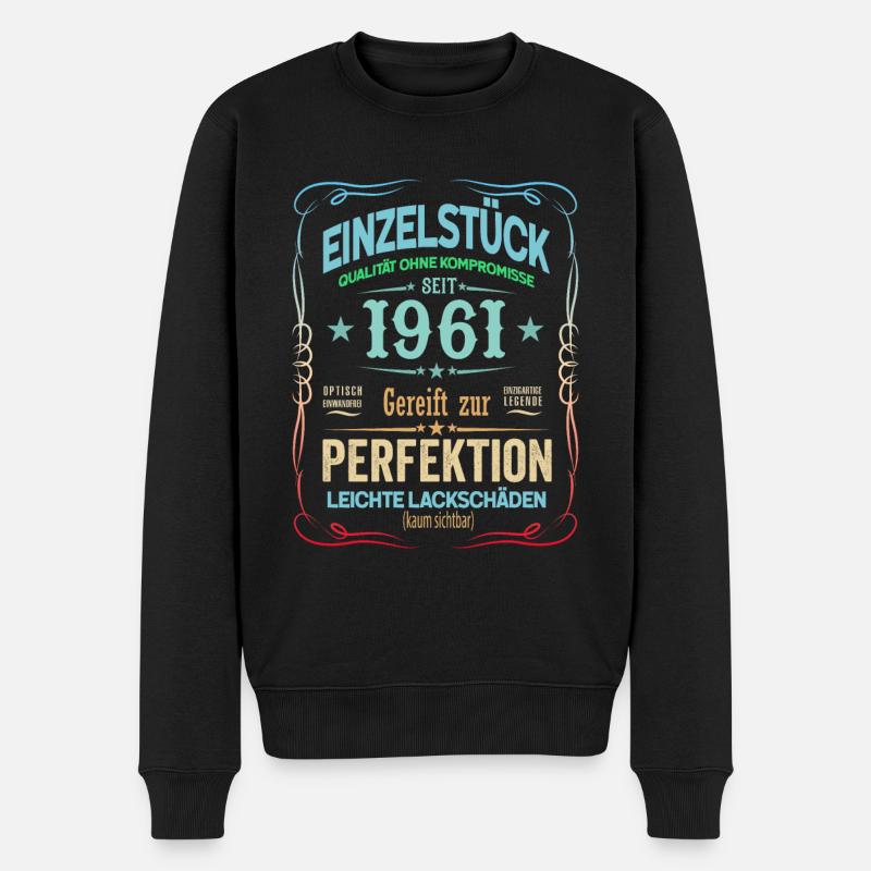 60. Geburtstag 60 Jahre 1961 Geschenk Mann Frau - Männer Premium Bio Pullover - Schwarz
