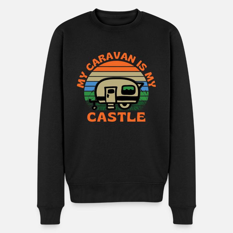 Meine Karawane ist mein Schloss Caravanning - Männer Premium Bio Pullover - Schwarz