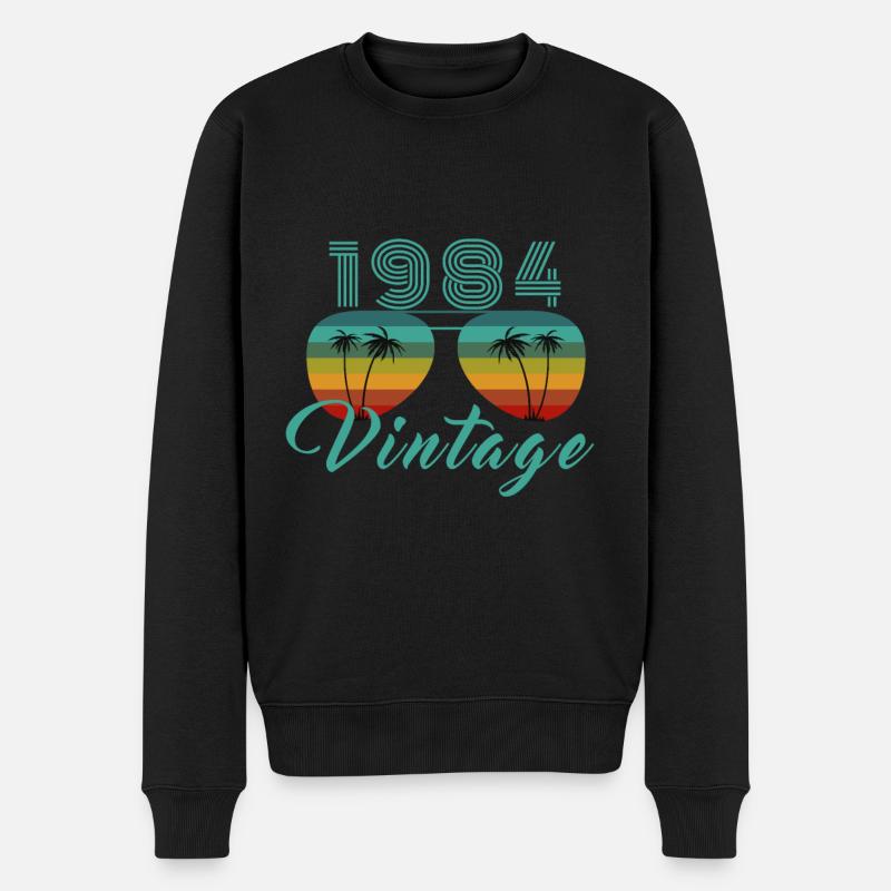 Vintage 1984 Cool Good Vibes Sonnenbrille - Männer Premium Bio Pullover - Schwarz
