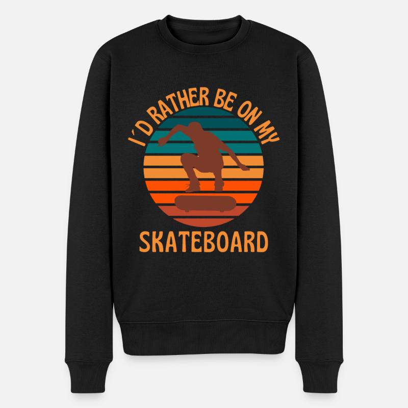 Ich wäre lieber auf meinem Skateboard - Männer Premium Bio Pullover - Schwarz