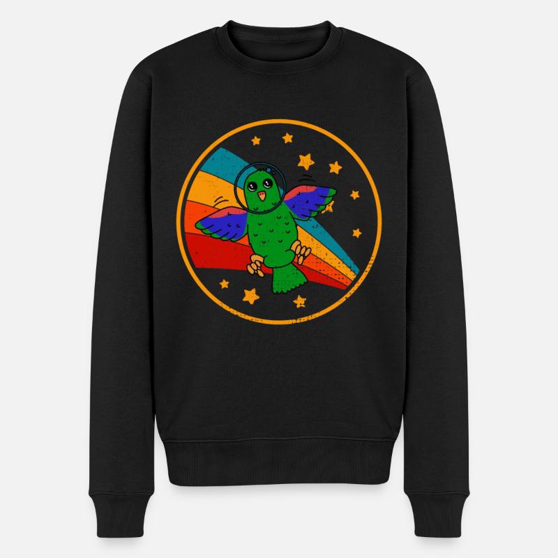 Perroquet noble dans l’espace - Pull Premium bio Homme - noir