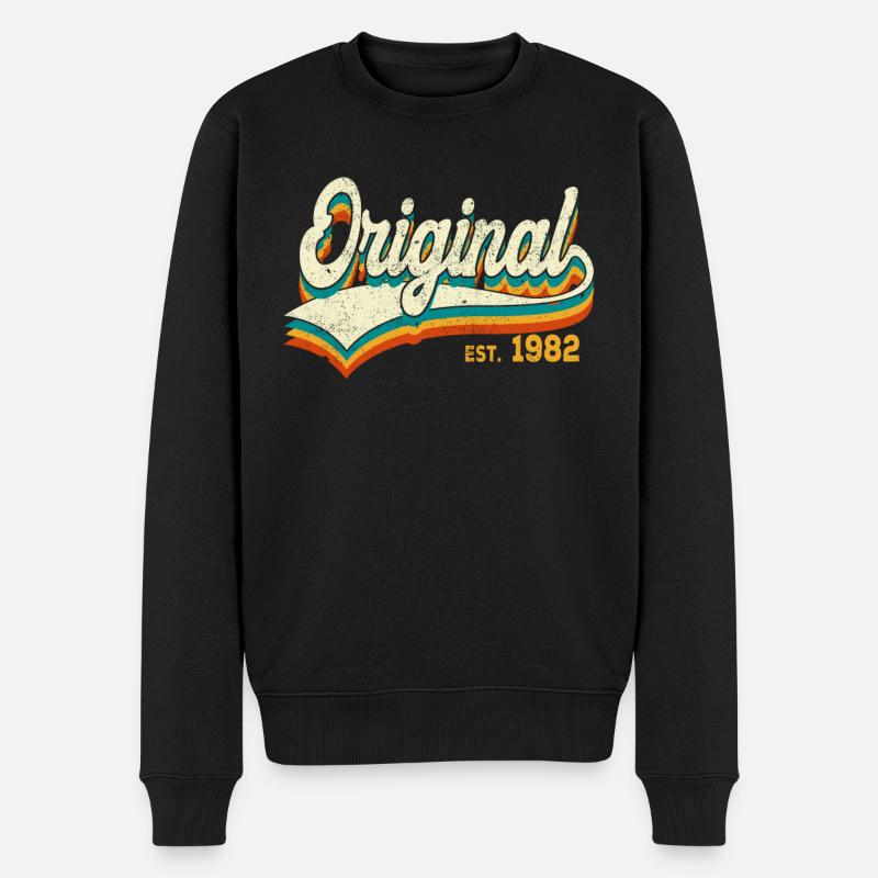Geburtstag Original 1982 Jahrgang Geschenkidee - Männer Premium Bio Pullover - Schwarz