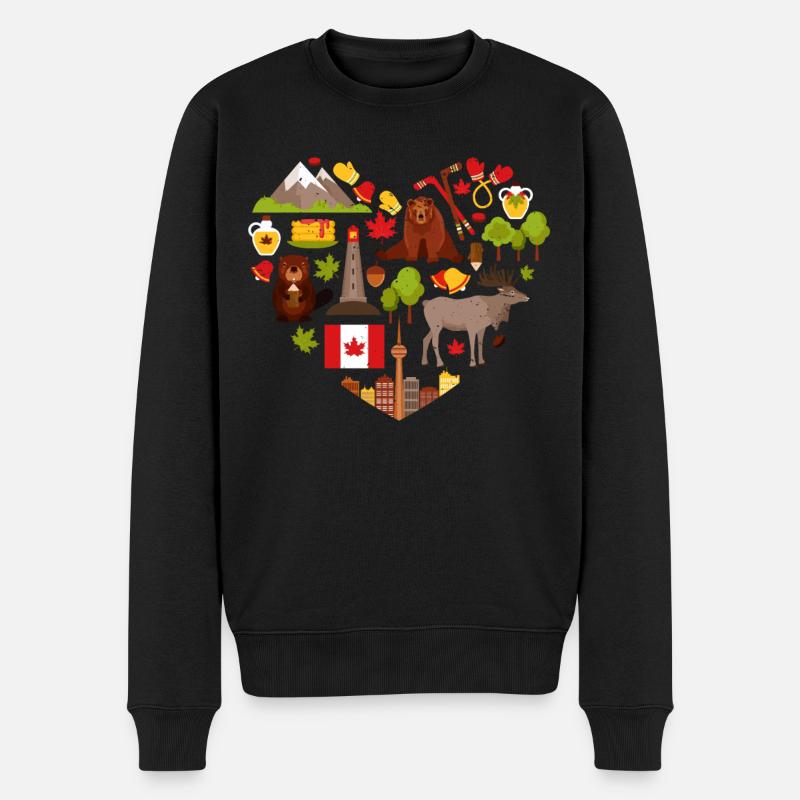 Kanadier, Kanada, Ahornblatt - Männer Premium Bio Pullover - Schwarz