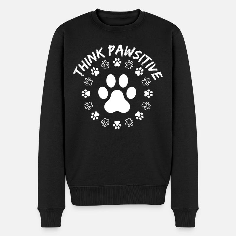 Denke Pawsitiv, Hundepfote - Männer Premium Bio Pullover - Schwarz