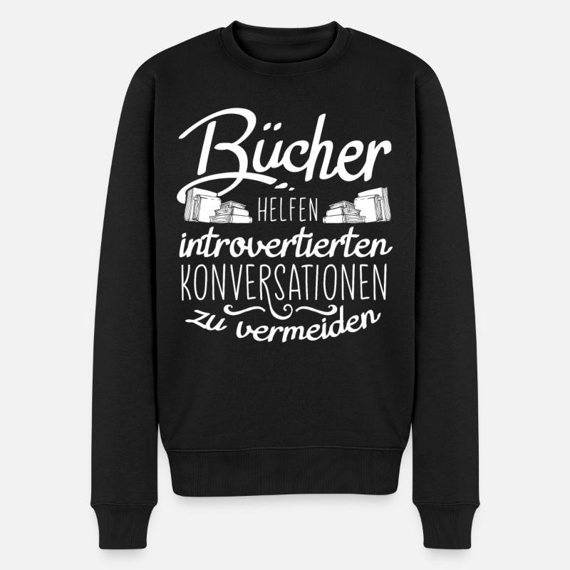 Bücher, Bücherwurm, Leseratte, Introvertierte - Männer Premium Bio Pullover - Schwarz