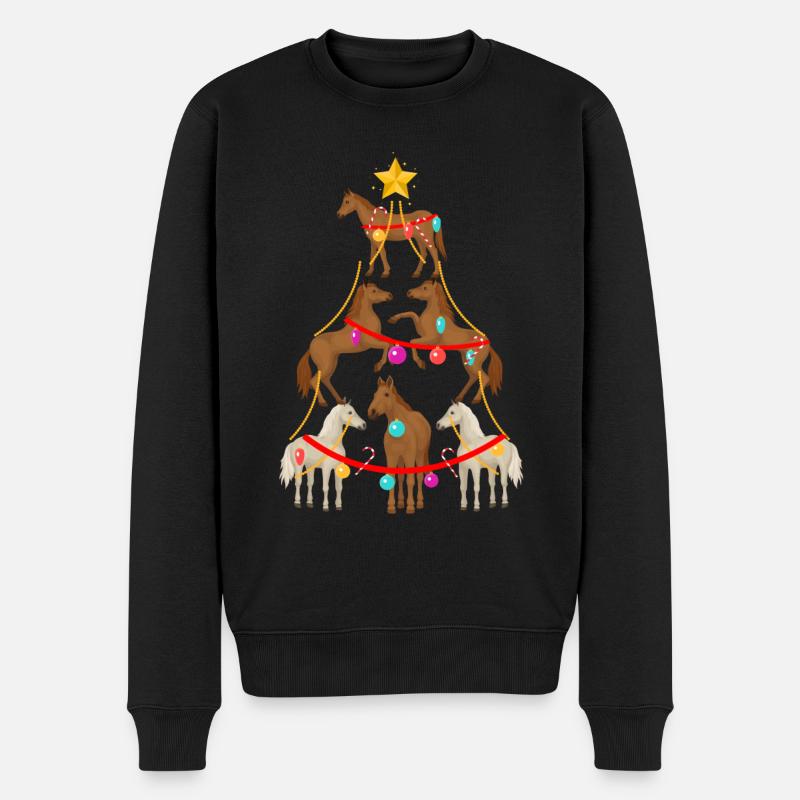 Cheval, chevaux, filles et chevaux - Pull Premium bio Homme - noir