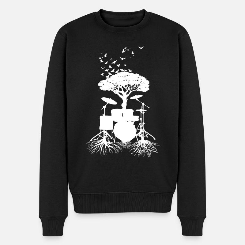Schlagzeugerwurzeln, Drumsticks - Männer Premium Bio Pullover - Schwarz
