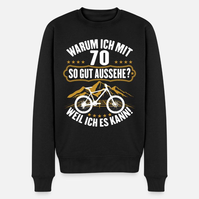 70 Geburtstag 70 Ehrentag 70 Jubiläum Fahrrad - Männer Premium Bio Pullover - Schwarz