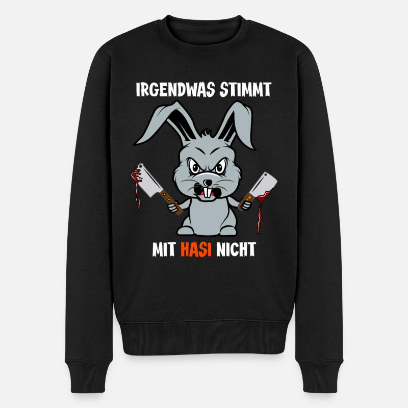 Halloween 2021 Monster verrückter Hase Sarkasmus - Männer Premium Bio Pullover - Schwarz