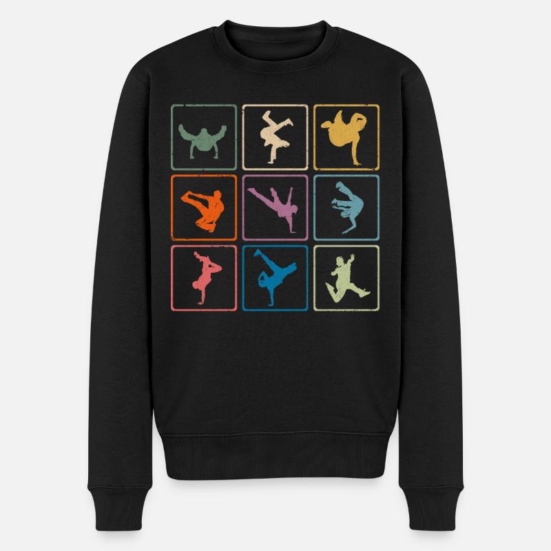 Retro-Break-Tänzerin Breatdancing - Männer Premium Bio Pullover - Schwarz