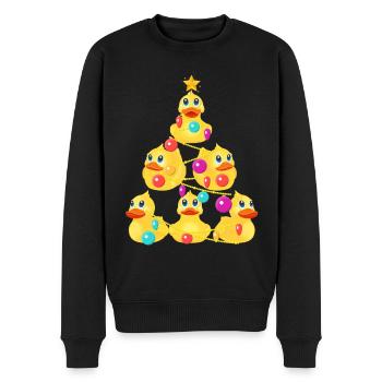 Gummi Ente Weihnachtsbaum - Männer Premium Bio Pullover - Schwarz - Vorne - Nico (187cm)