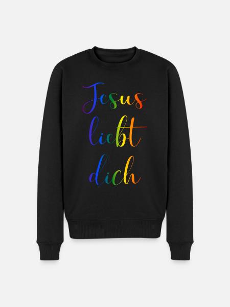 Jesus liebt dich - Männer Premium Bio Pullover - Schwarz