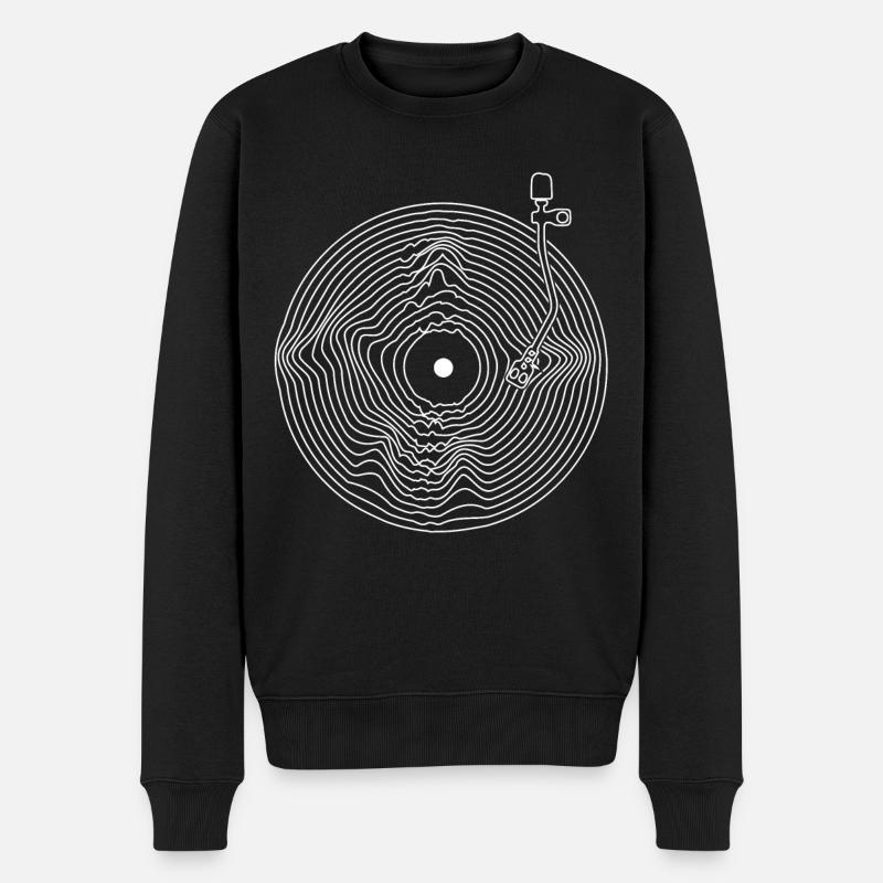 Vinyl Zeichnet Audiophile Musik Schallplatte - Männer Premium Bio Pullover - Schwarz