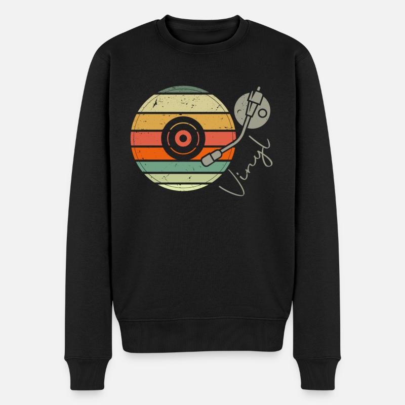 Vinyl Retro - LP Record - Männer Premium Bio Pullover - Schwarz