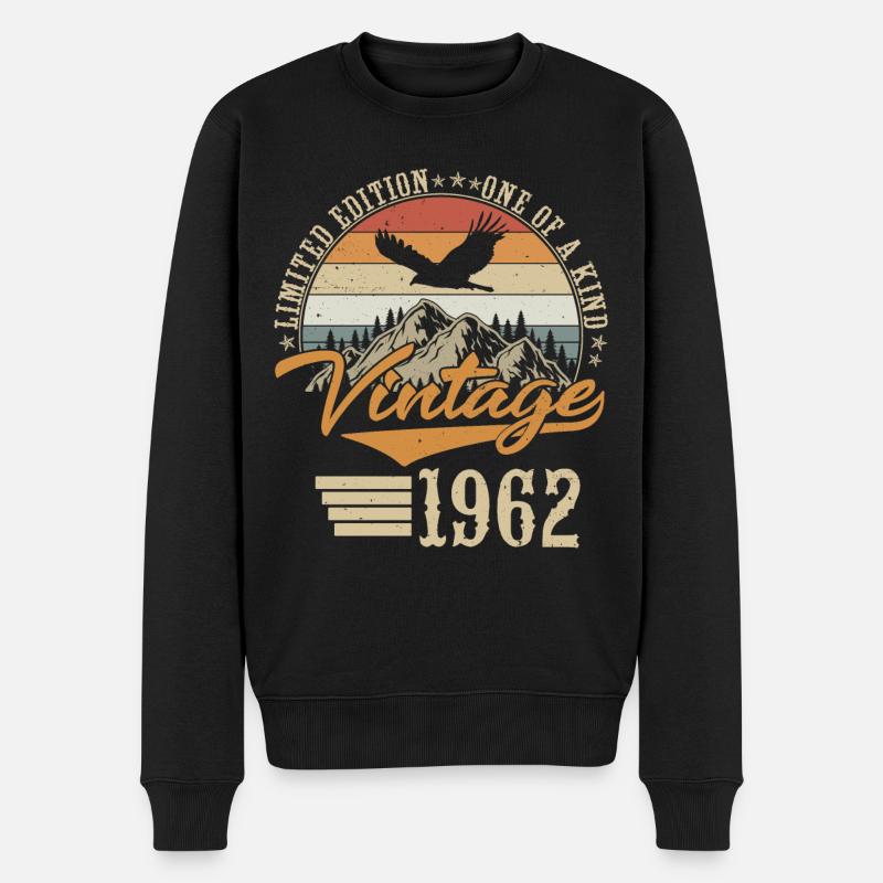 1962 Jahrgang geboren Vintage Geburtstag Retro - Männer Premium Bio Pullover - Schwarz