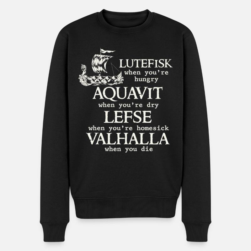 Poe scandinave, Viking, Lutéfisk - Pull Premium bio Homme - noir