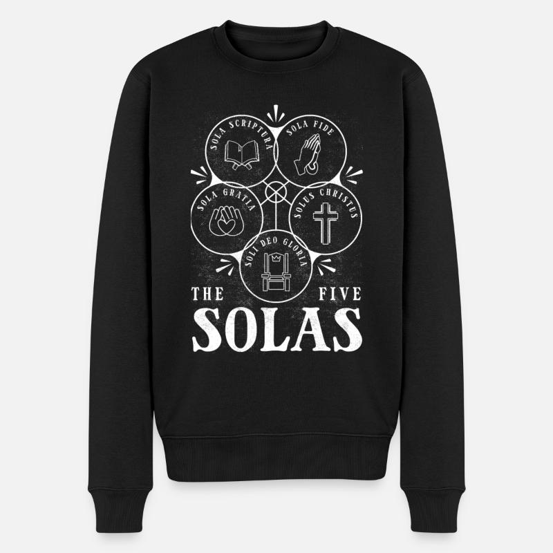 5 Solas, Protestantische Christliche Reformation - Männer Premium Bio Pullover - Schwarz