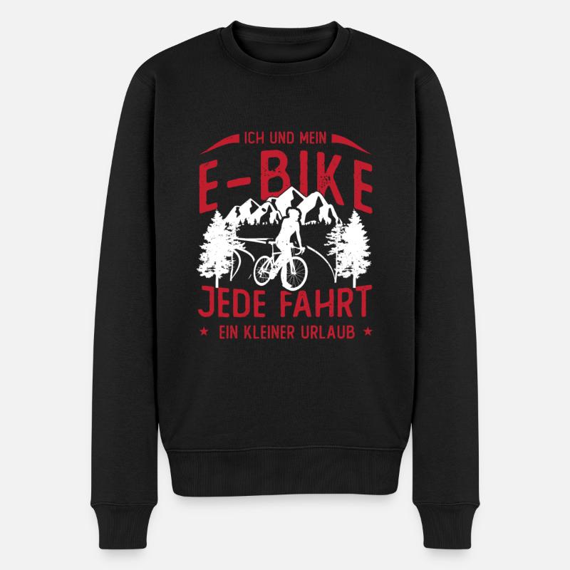 ICH & MEIN E-BIKE, JEDE FAHRT EIN URLAUB - (E) - Männer Premium Bio Pullover - Schwarz