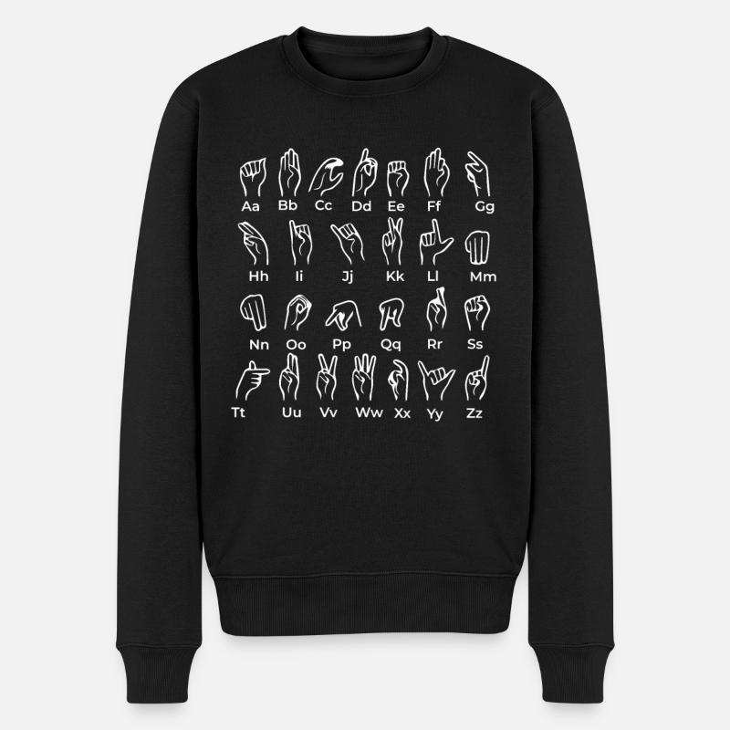 Alphabet Zeichensprache - Gebärdensprache - Männer Premium Bio Pullover - Schwarz